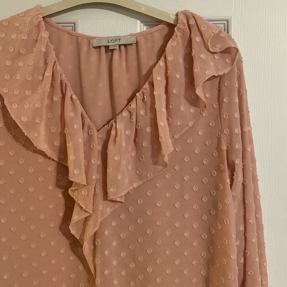 EUC Light Pink Ruffle Loft Blouse Medium - Picture 3 of 4